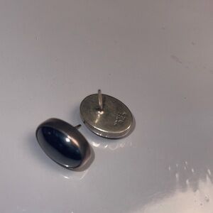 Womens Black Stud Sterling silver Earrings